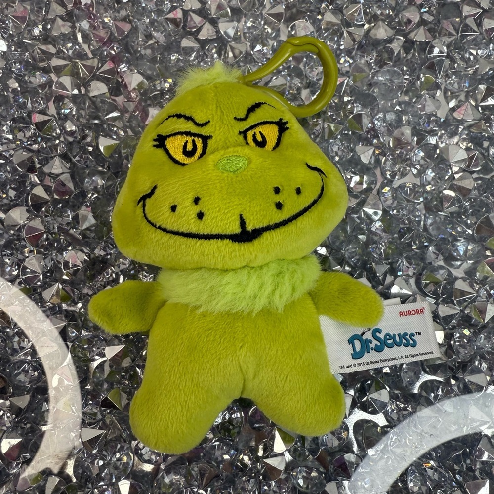 Dr. Seuss Grinch Plush Clip-On - Lime Green